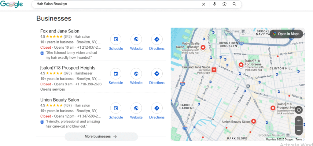GBP dashboard showing business details and reviews